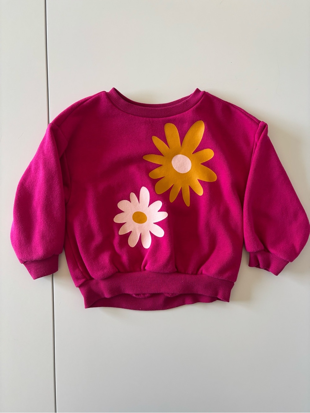 Old Navy Bright Fuchsia Floral Pullover Sweatshirt